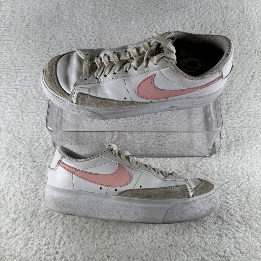 Size 8 Women - Nike Blazer Low Platform White Pink Glaze Leather Shoes Sneakers